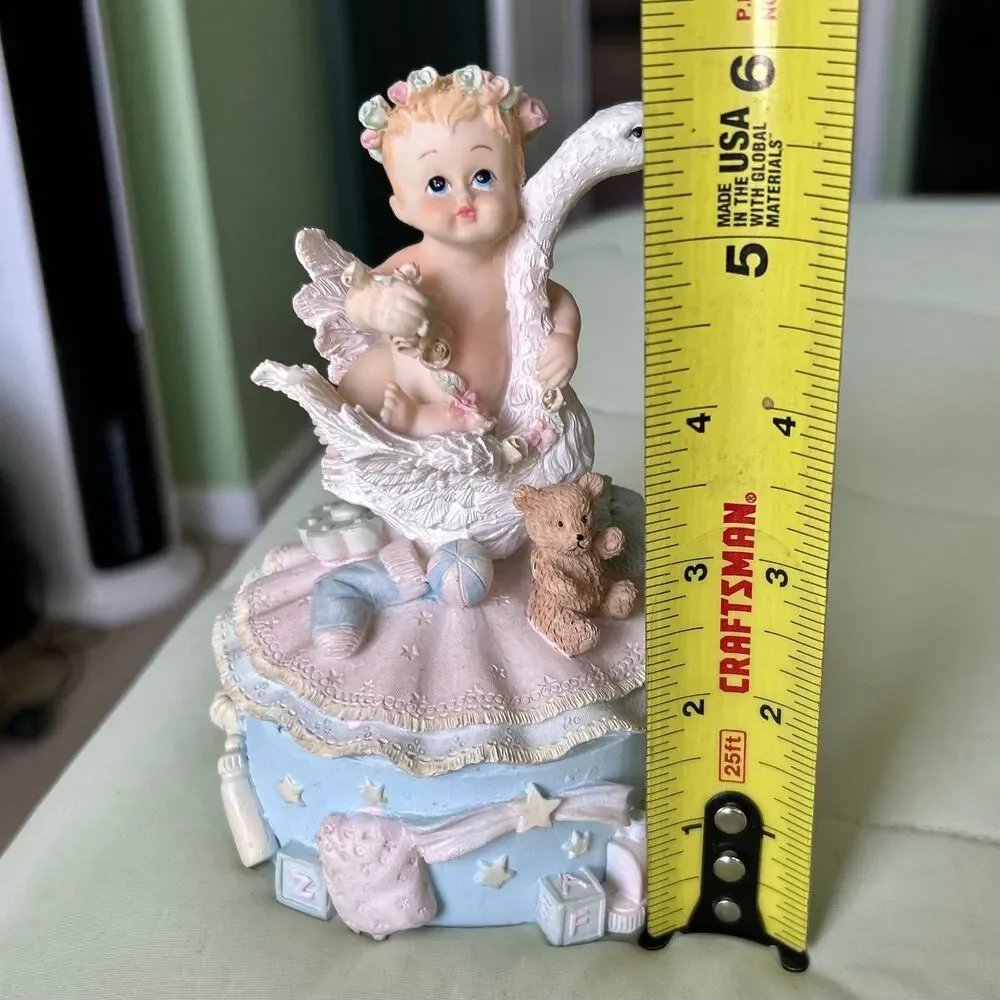 VTG 3D Baby + Swan Whimsical Dainty Figurine Textured Accent